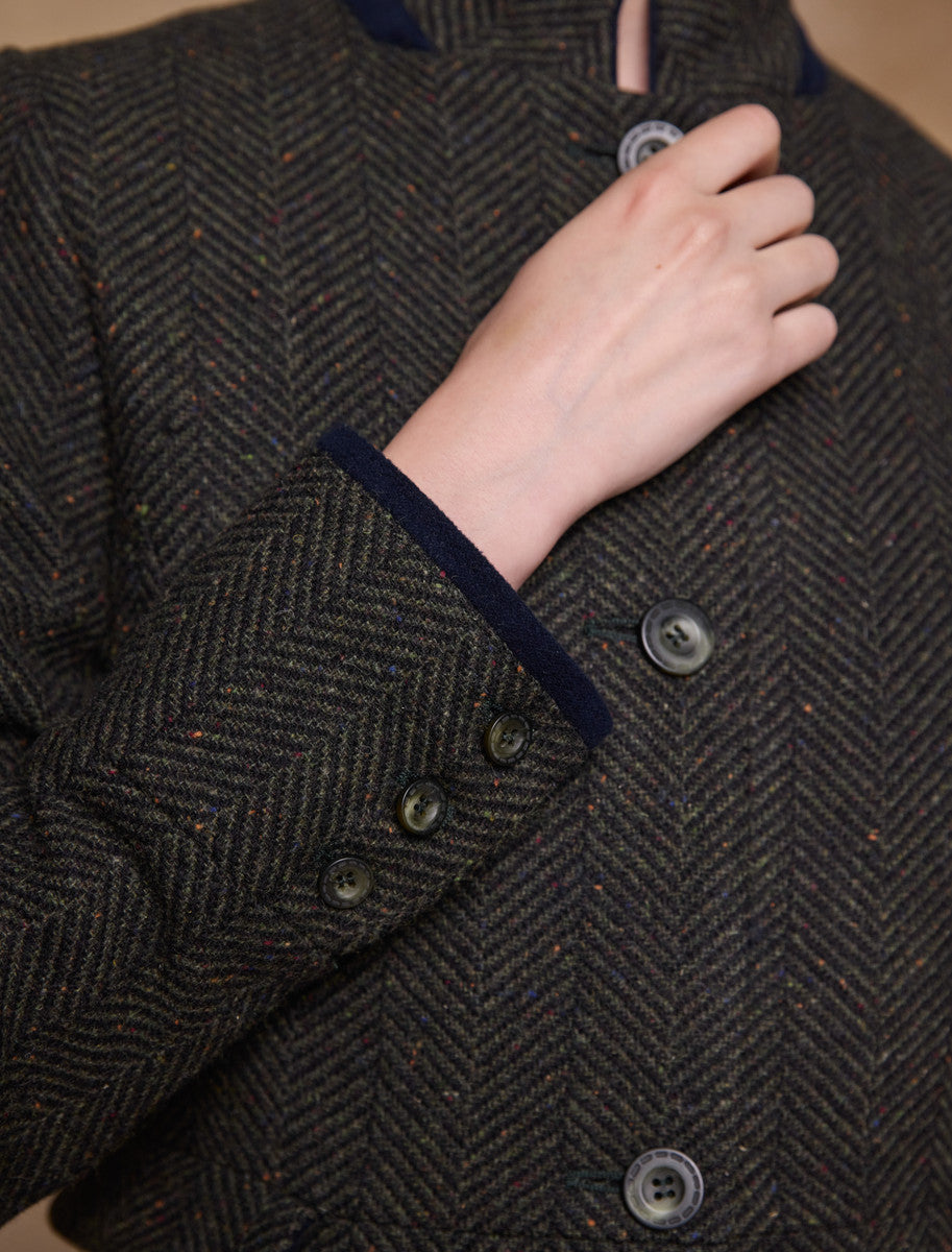 Pamela Tweed Coat - Donegal Pine Herringbone