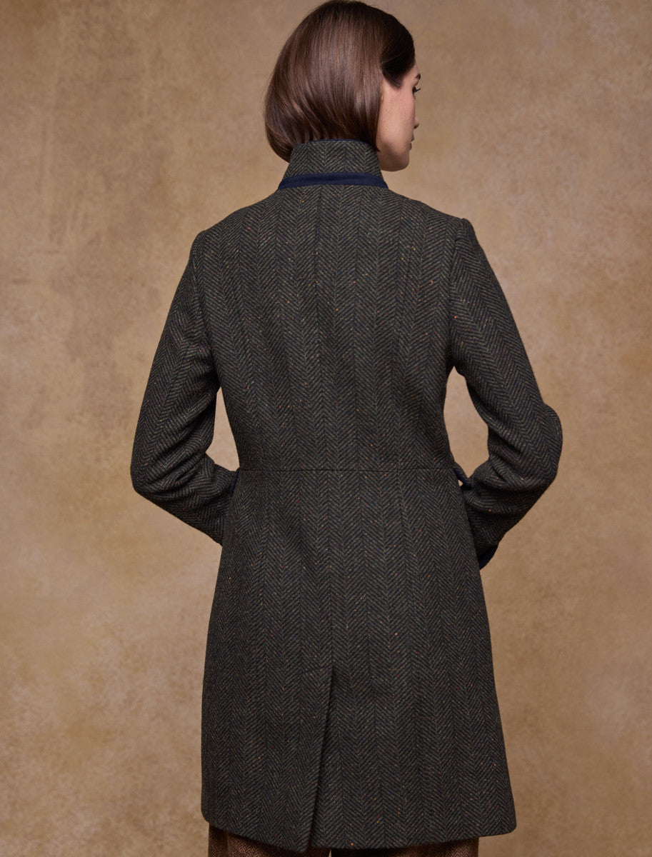 Pamela Tweed Coat - Donegal Pine Herringbone