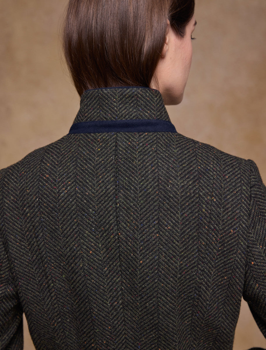 Pamela Tweed Coat - Donegal Pine Herringbone
