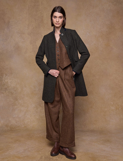 Pamela Tweed Coat - Donegal Pine Herringbone