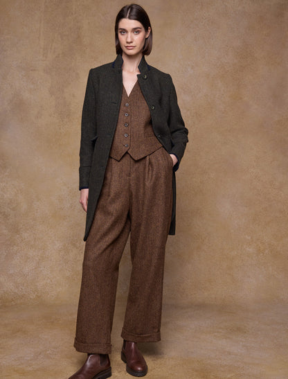 Pamela Tweed Coat - Donegal Pine Herringbone