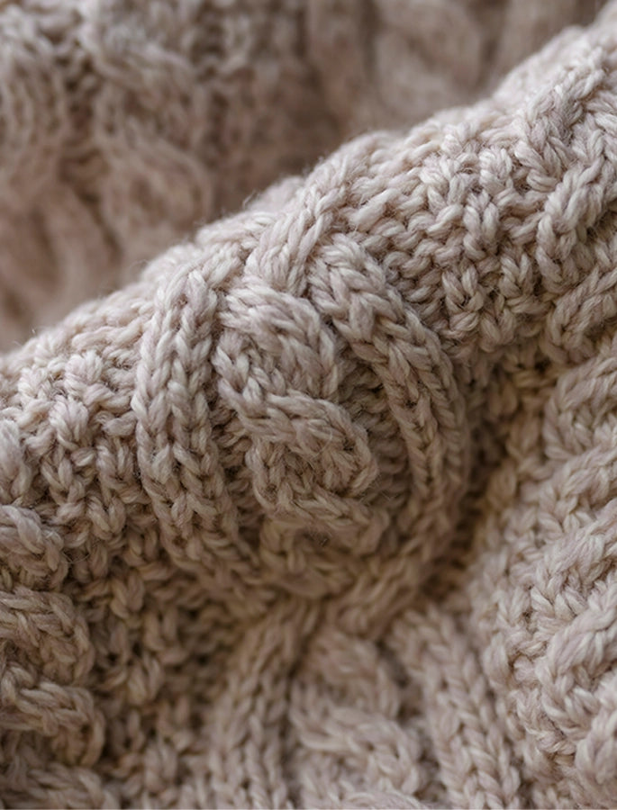 Large Collar Aran Coat - Parsnip 