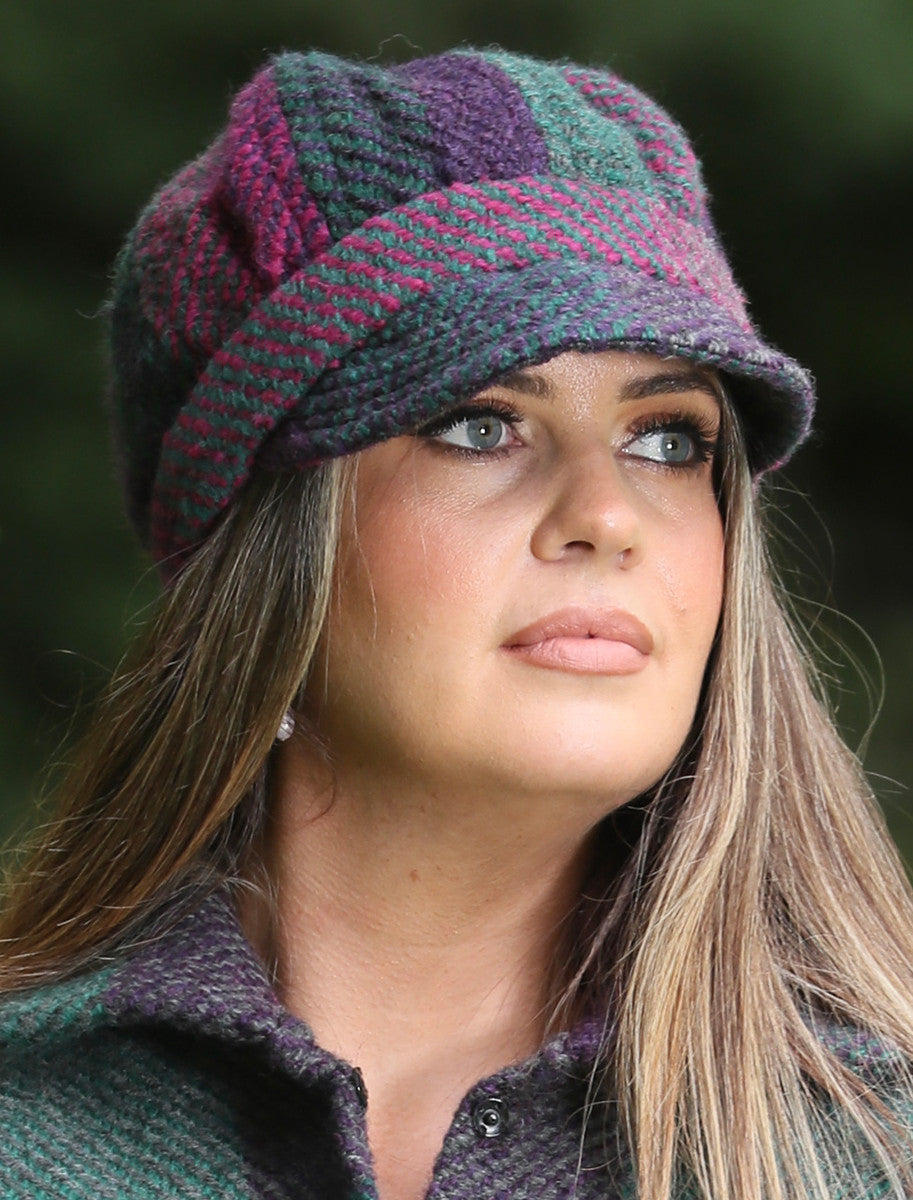 Ladies Wool Peaky Blinders Hat - Kildare Multi-Mulberry