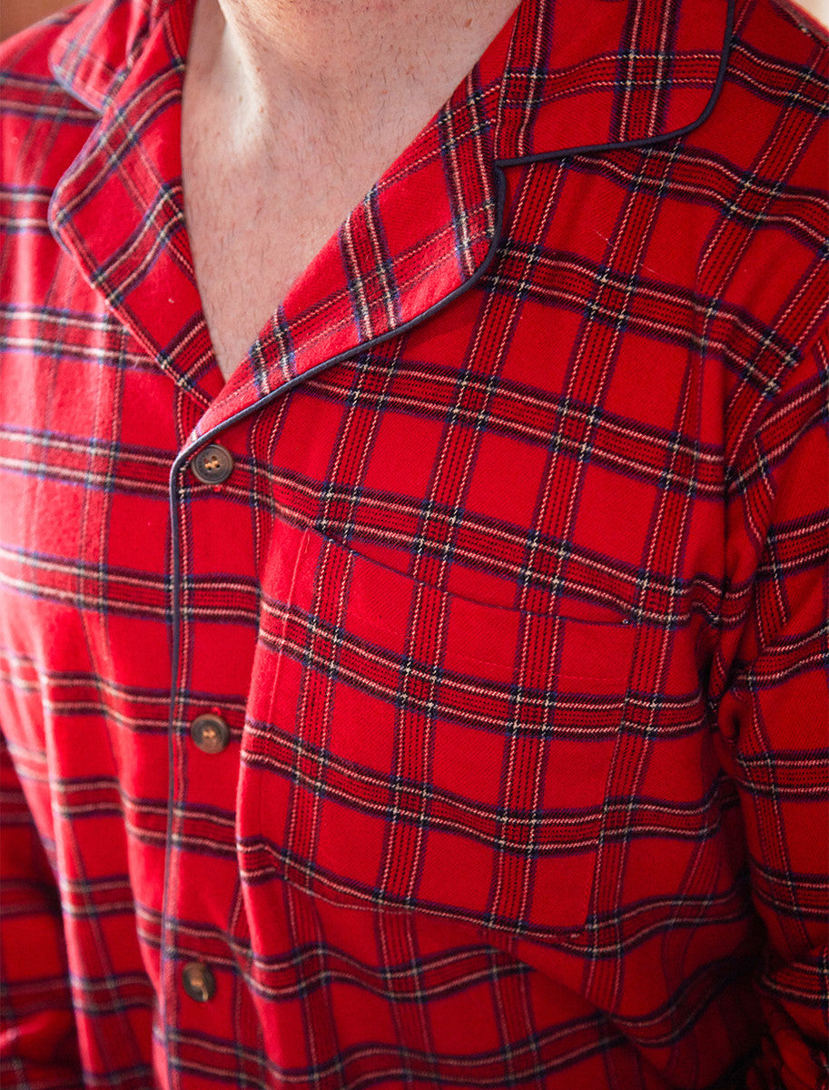 Ladies Irish Flannel Pyjamas - Red Tartan