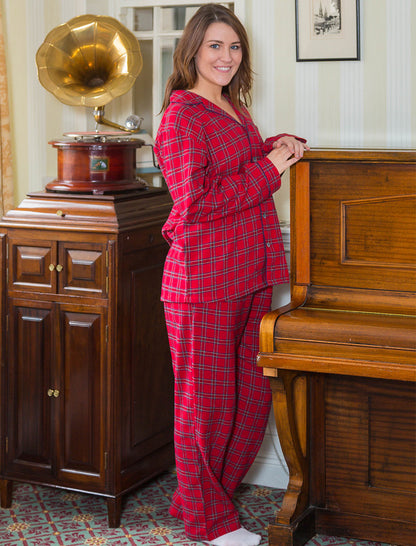 Ladies Irish Flannel Pyjamas - Red Tartan