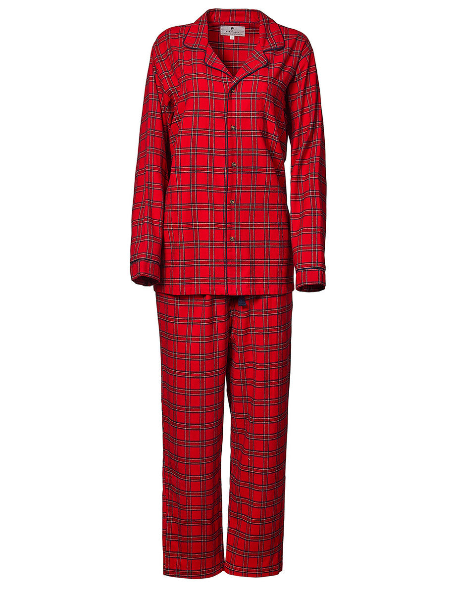 Ladies Irish Flannel Pyjamas - Red Tartan