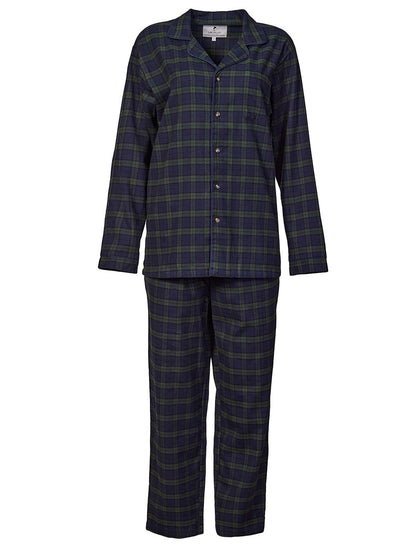 Ladies Irish Flannel Pyjamas - Green Blackwatch Tartan