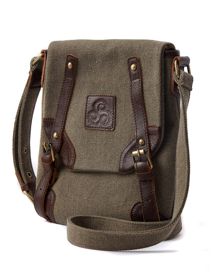 Traditional Tweed &amp; Leather Double Buckle Bag