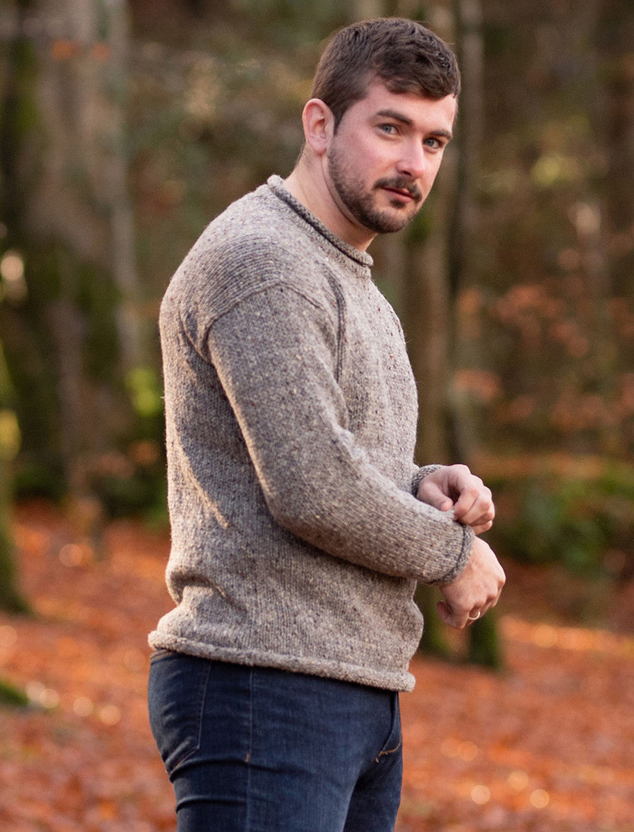Gents Roll Neck Sweater - Pebble Grey 