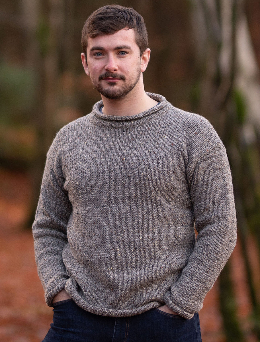 Gents Roll Neck Sweater - Pebble Grey 