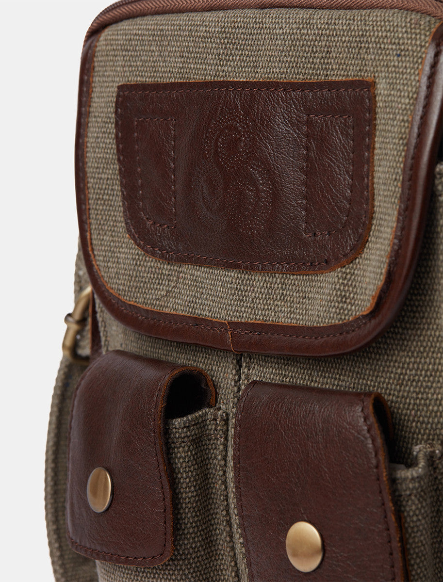 Traditional Tweed &amp; Leather Double Pocket Bag