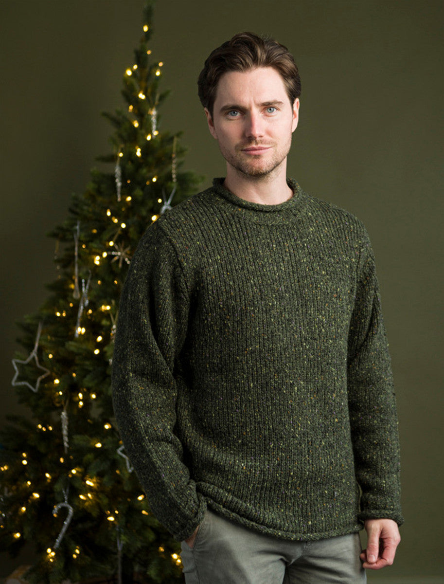 Roll Neck Sweater - Fisherman Sweater - Christmas Green 