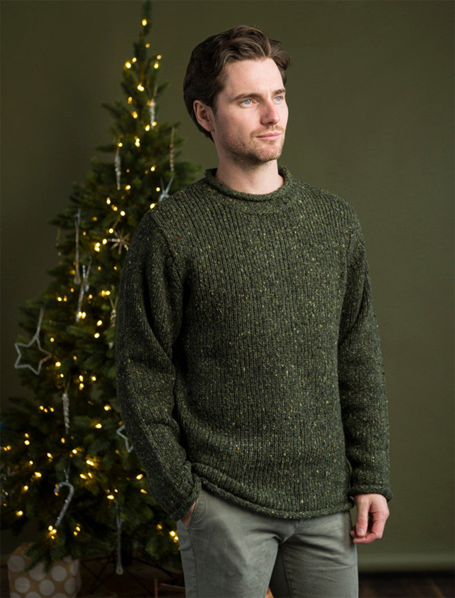 Roll Neck Sweater - Fisherman Sweater - Christmas Green 