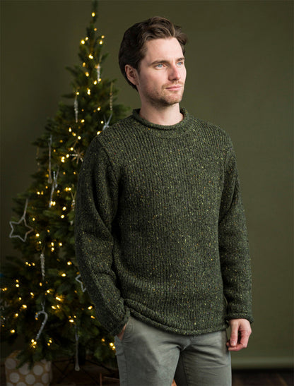 Roll Neck Sweater - Fisherman Sweater - Christmas Green 