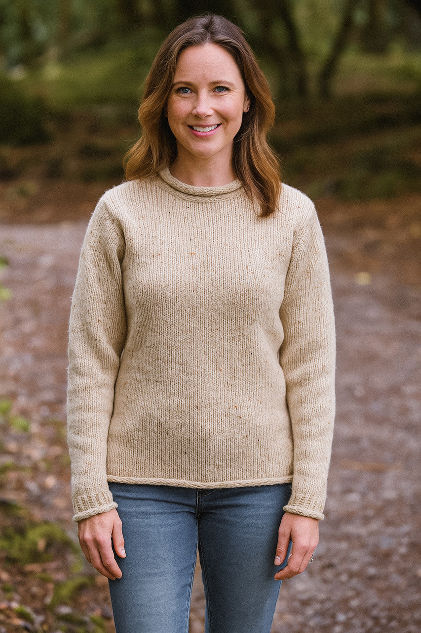 Womens Roll Neck Sweater - Fisherman Sweater