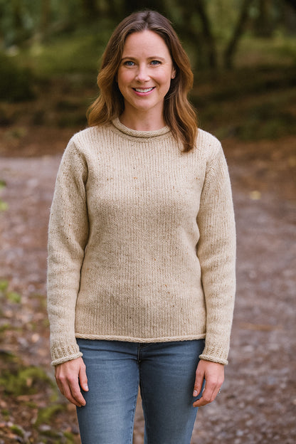 Womens Roll Neck Sweater - Fisherman Sweater