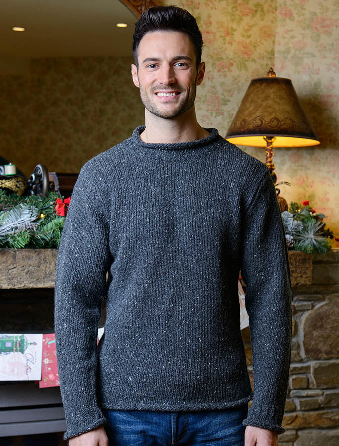 Roll Neck Sweater - Fisherman Sweater - Charcoal 