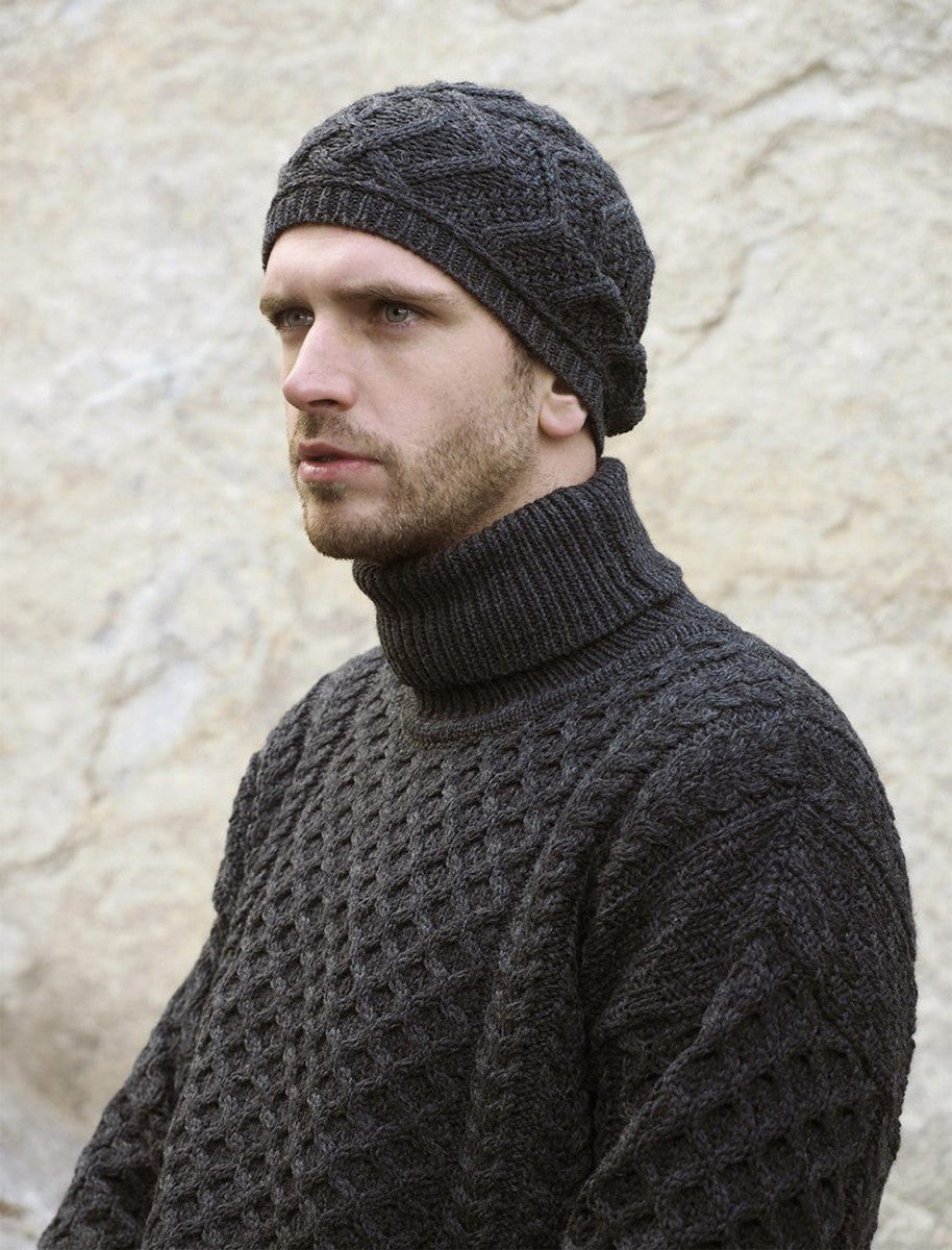 Mens Wool Turtleneck Sweater - Charcoal