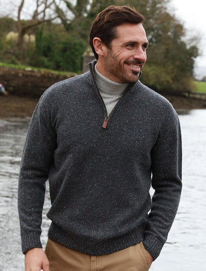 Donegal Blend Zip Neck Sweater - Graphite 