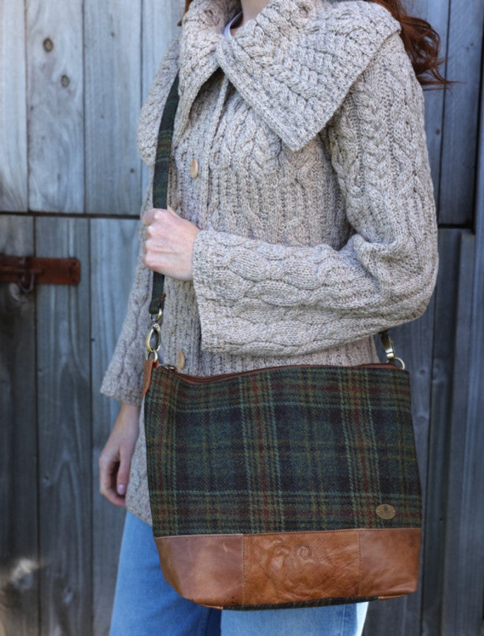 Ladies Tweed &amp; Leather Tote Bag