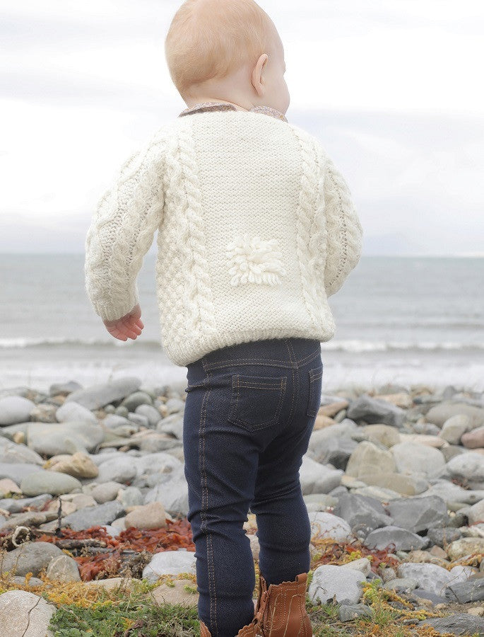 Baby Shepley Aran Crew - White 
