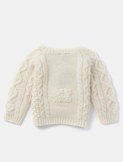 Baby Shepley Aran Crew - White 