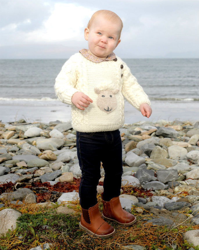 Baby Shepley Aran Crew - White 