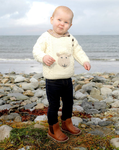 Baby Shepley Aran Crew - White 