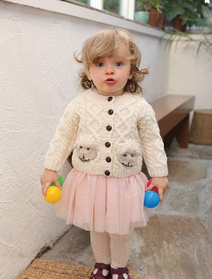 Baby Shepley Aran Cardigan - White 
