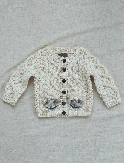 Baby Shepley Aran Cardigan - White 