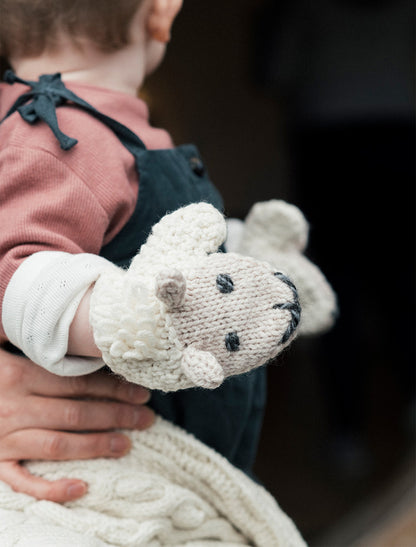Baby Shepley Aran Mittens - White 
