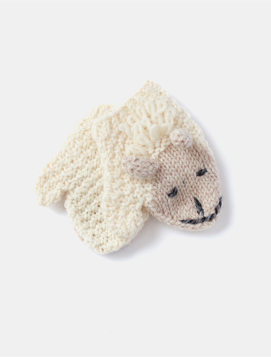 Baby Shepley Aran Mittens - White 