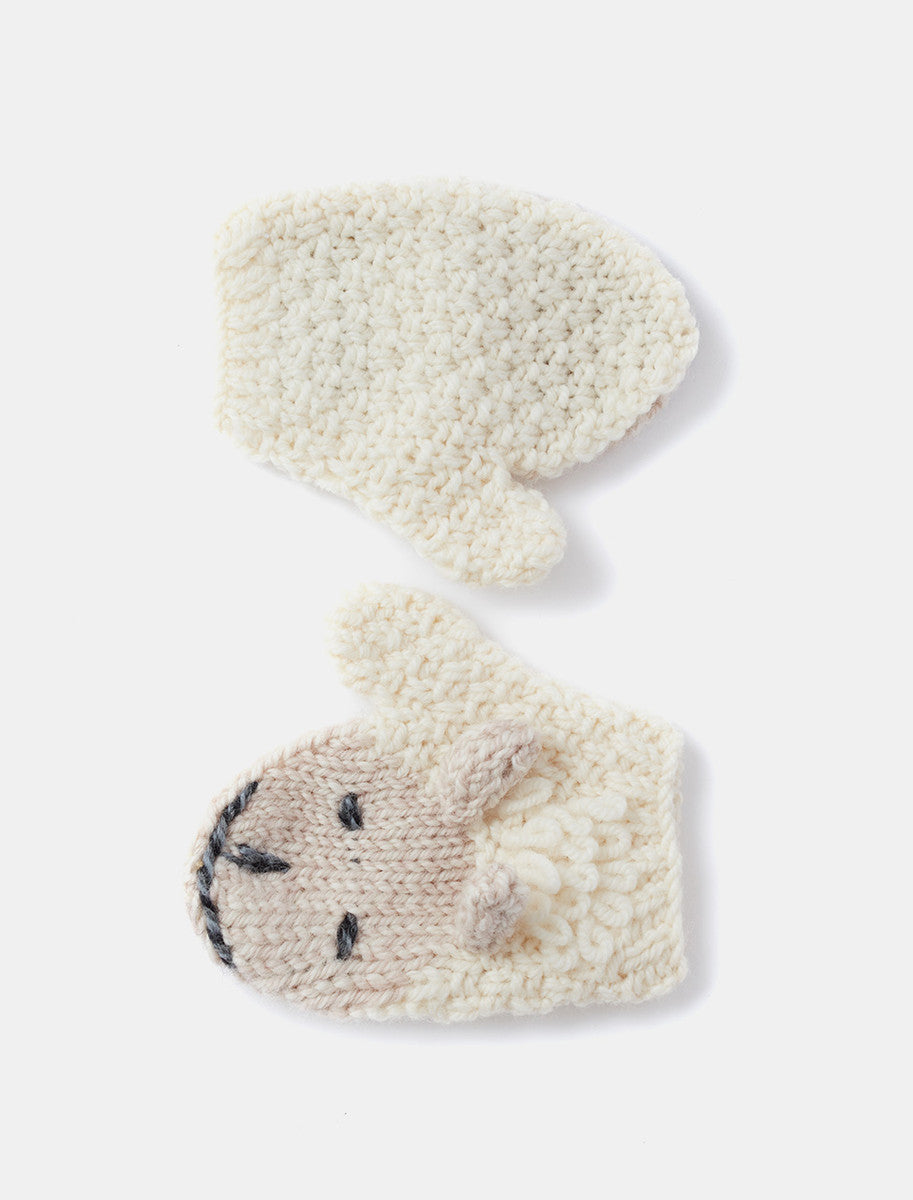Baby Shepley Aran Mittens - White 