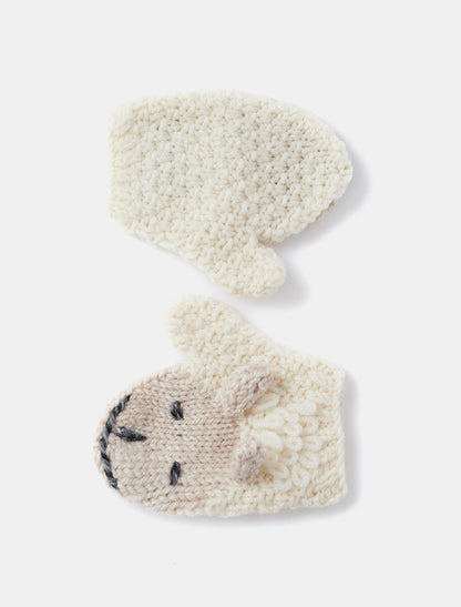 Baby Shepley Aran Mittens - White 