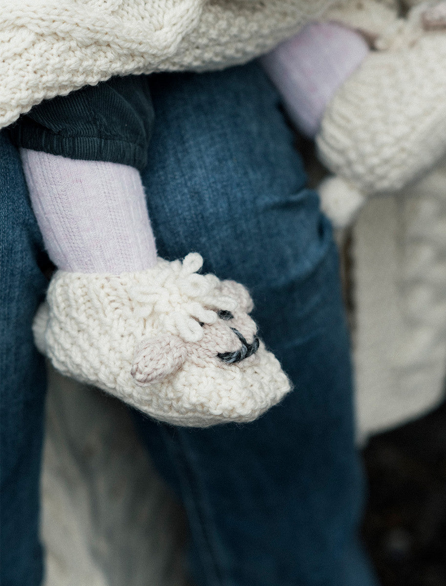 Baby Shepley Aran Booties - White 