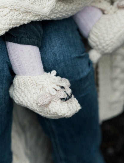 Baby Shepley Aran Booties - White 