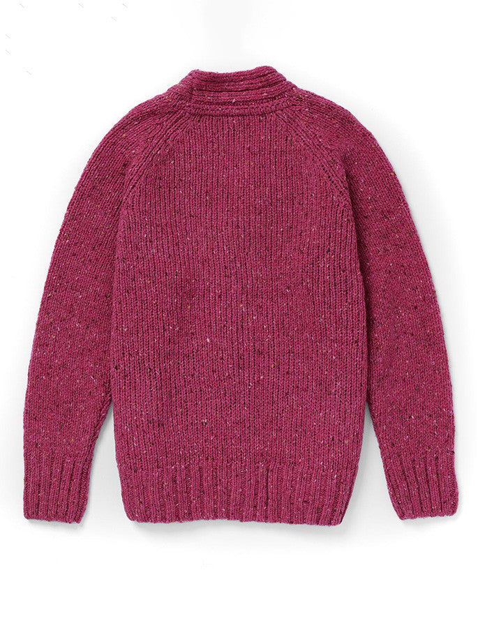 Ladies V-Neck Donegal Wool Cardigan - Pink Hunter 