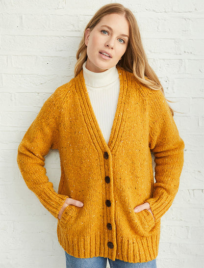 Ladies V-Neck Donegal Wool Cardigan - Starfish 
