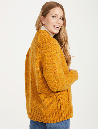 Ladies V-Neck Donegal Wool Cardigan - Starfish 