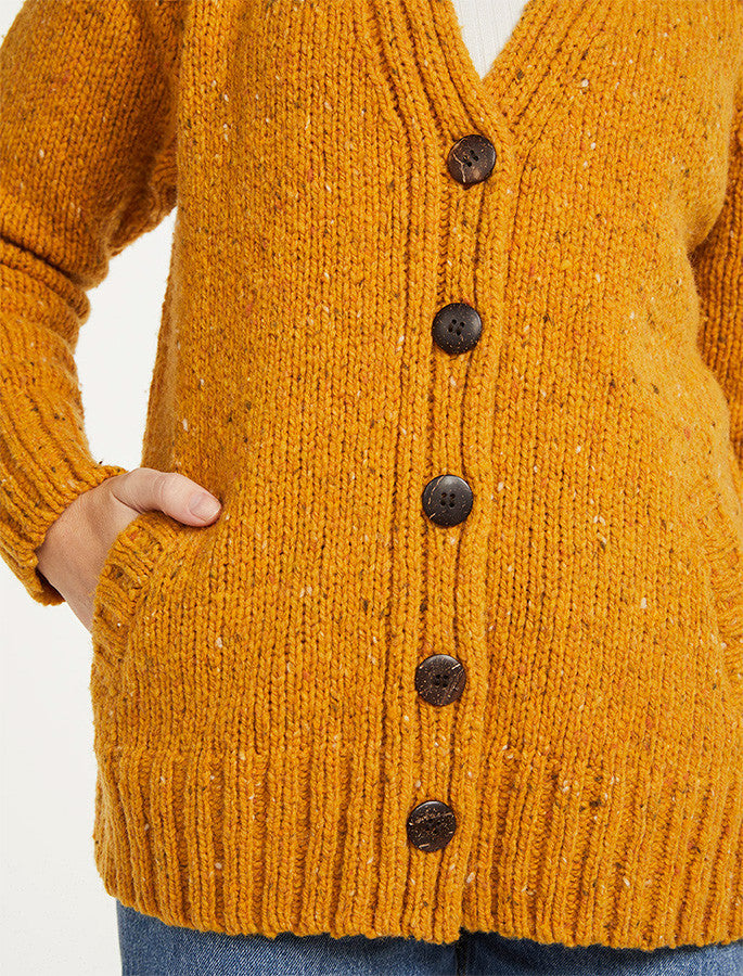 Ladies V-Neck Donegal Wool Cardigan - Starfish 