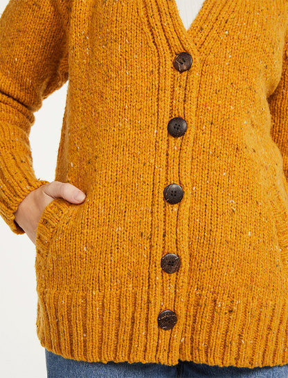 Ladies V-Neck Donegal Wool Cardigan - Starfish 
