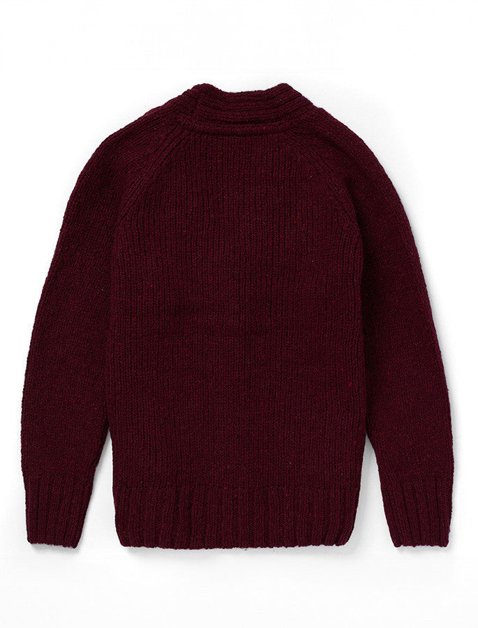Ladies V-Neck Donegal Wool Cardigan - Winter Berry 