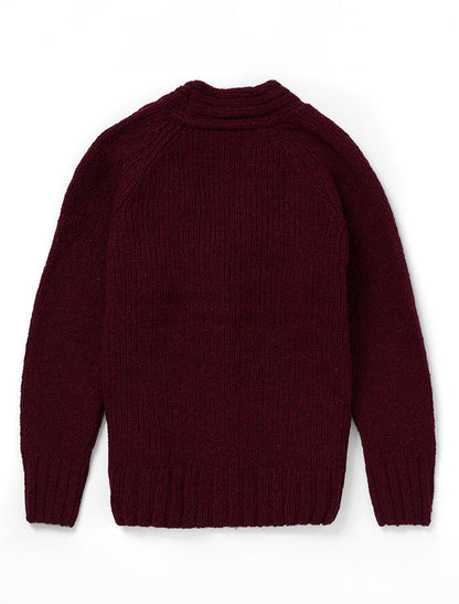 Ladies V-Neck Donegal Wool Cardigan - Winter Berry 