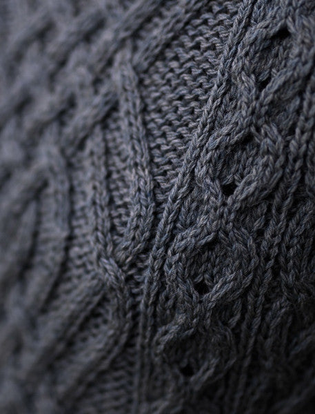 Cable Crew Neck Sweater with Pockets - 