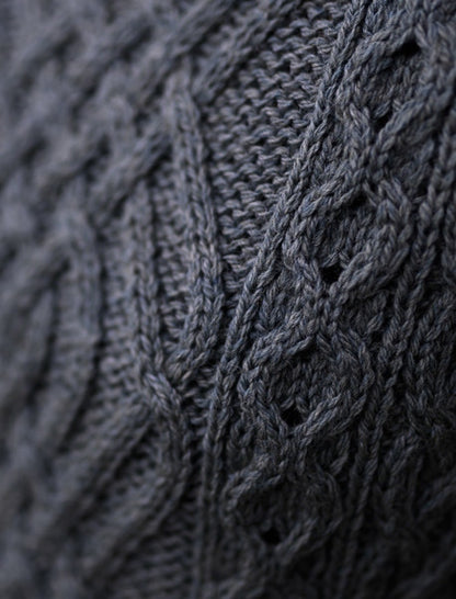 Cable Crew Neck Sweater with Pockets - 