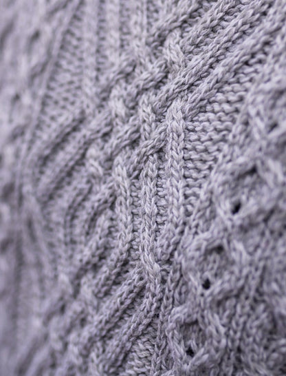 Cable Crew Neck Sweater with Pockets - 
