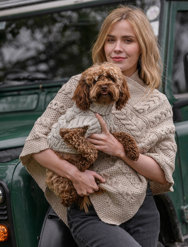 Aran Cable &amp; Diamond Dog Sweater