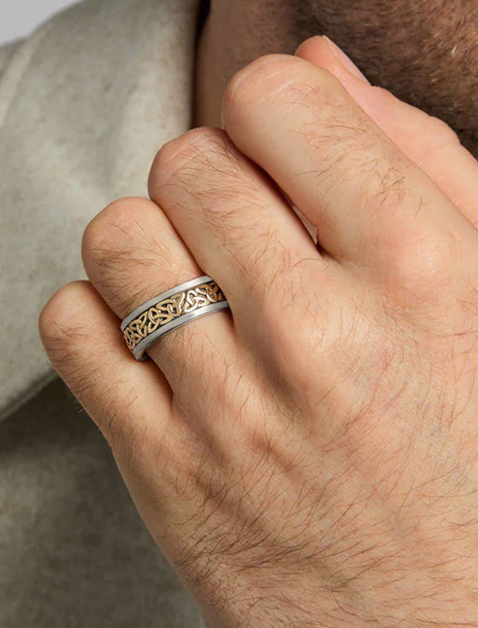 Gents Silver &amp; Gold Trinity Knot Ring