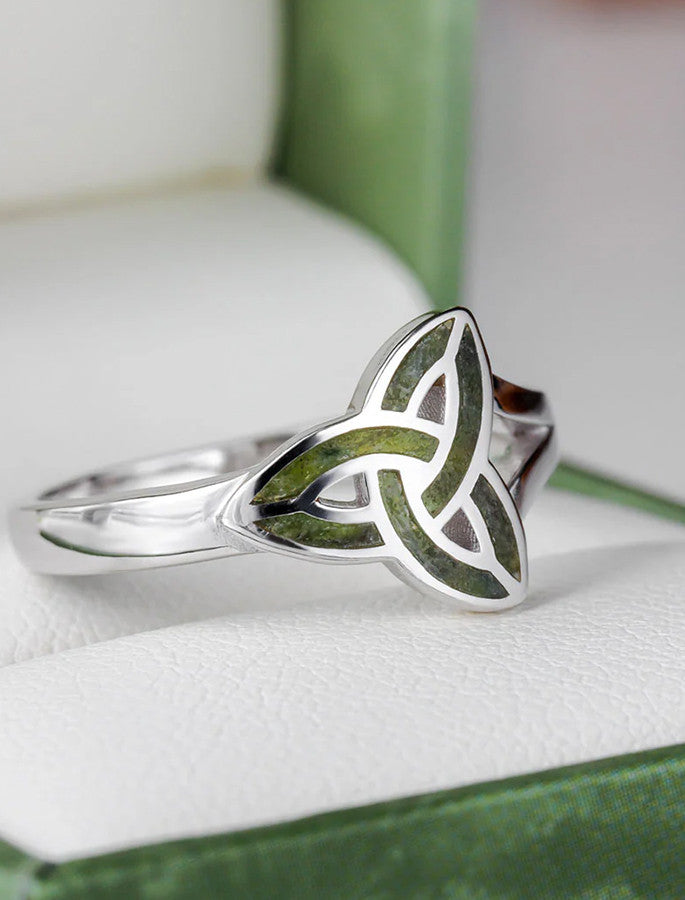 Trinity Knot Ring Connemara Marble