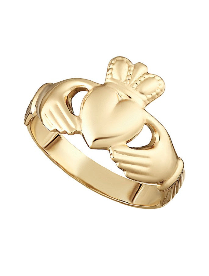 9k Gold Hallow Back Maids Claddagh Ring